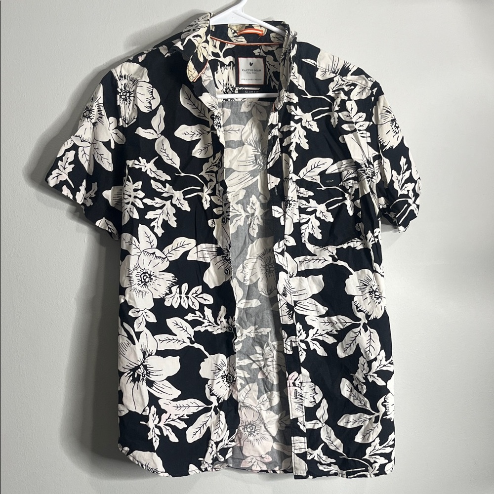 Floral Black and White Men's Casual Shirt